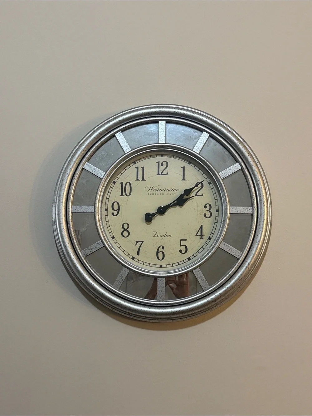 Silver Wall Clock - Vintage Style